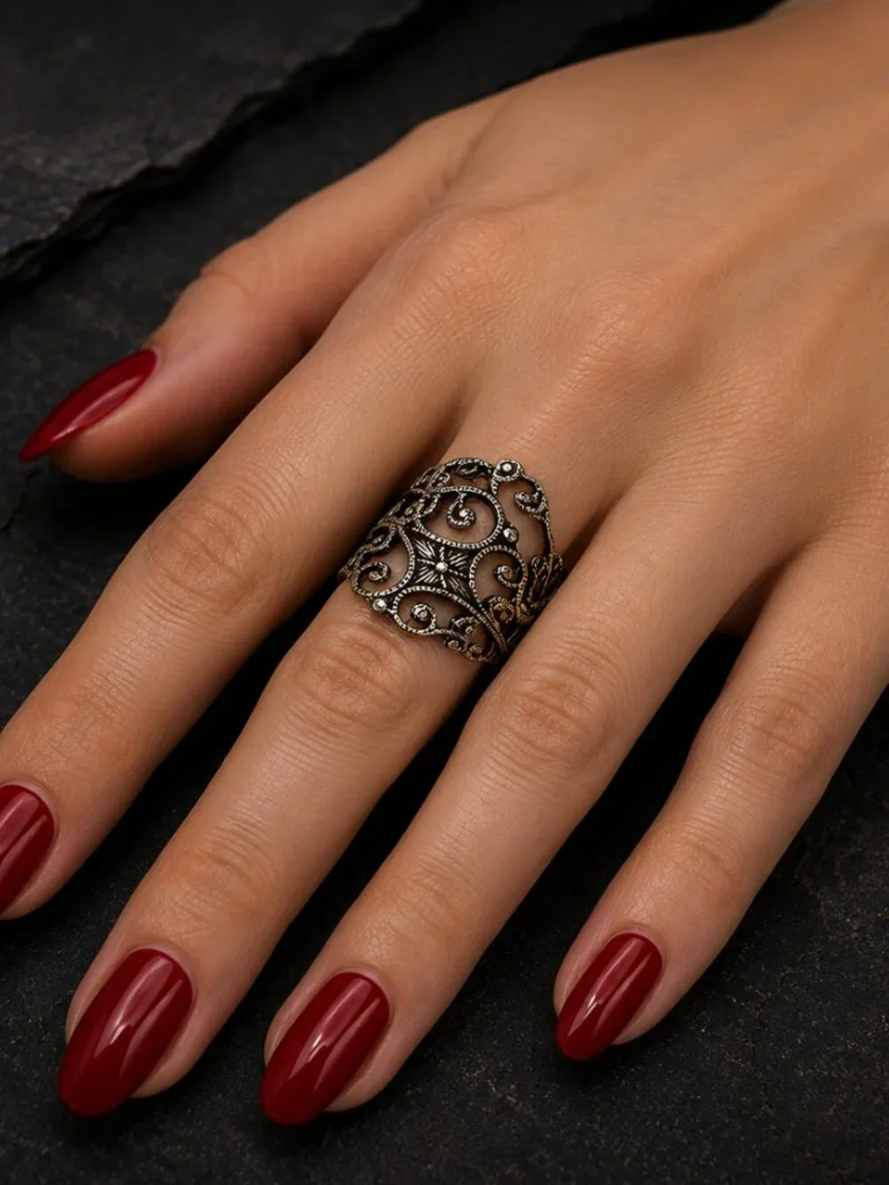 Ornate Vintage-Style Filigree Ring